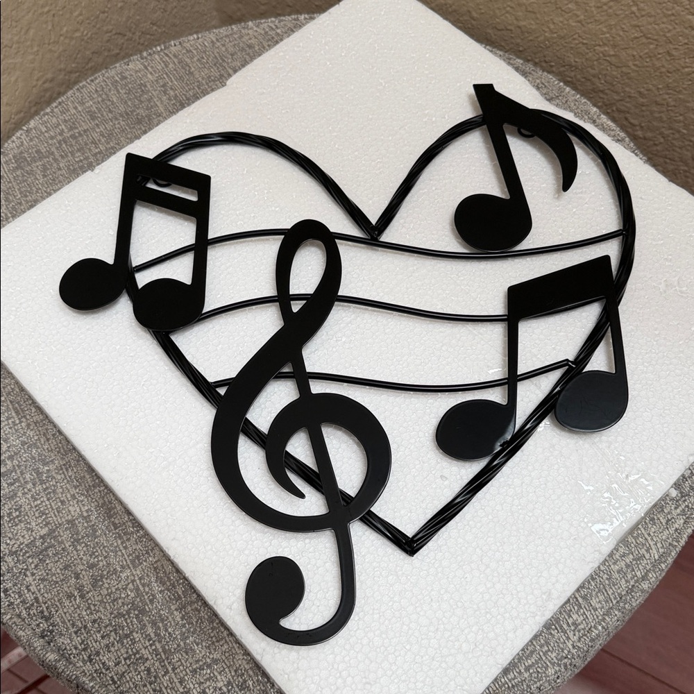 NEW…Music Notes Heart Metal Wall Art: Music Lover Decor Gift…